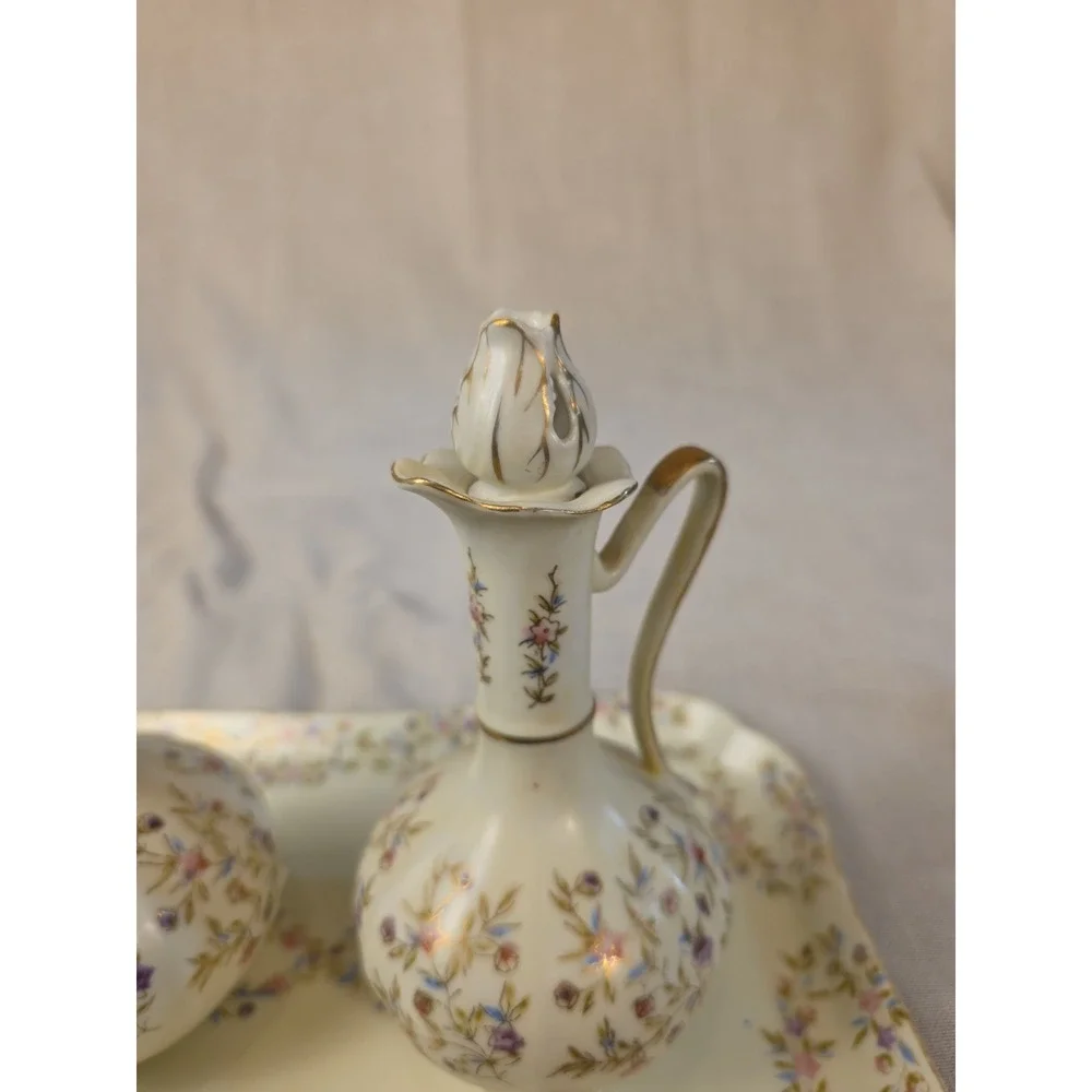 hand painted lenwile china ardalt japan Vanity Set Beautiful Missing One Stopper